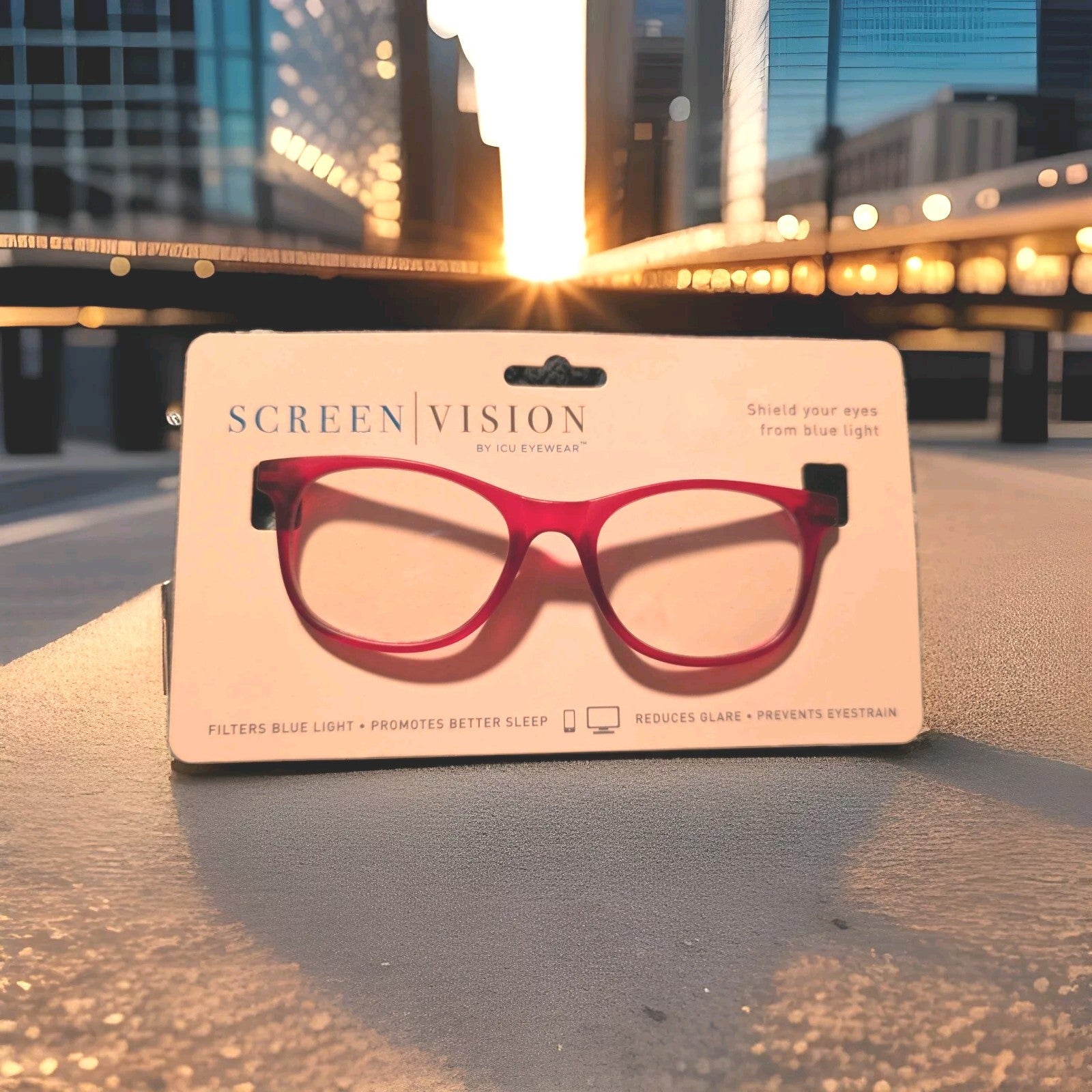 ICU Eyewear Screen Vision Glasses Filters Blue Light - Red Curve Oval0