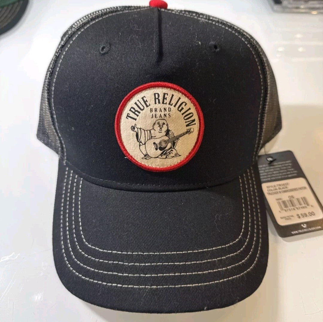 True Religion Buddha Red/Blue/ White Snapback Adj Trucker Hat One Size NWT0