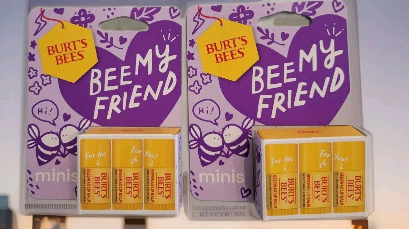 2 packs Burt's Bees Bee My Friend 3pc Mini Lip Balms Beeswax 1.38g Valentines0